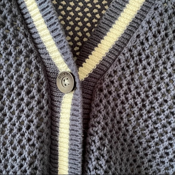 5/$20 Roxy City Escape Navy White Stripe Button Open Knit Cardigan Sweater-M - Picture 5 of 12